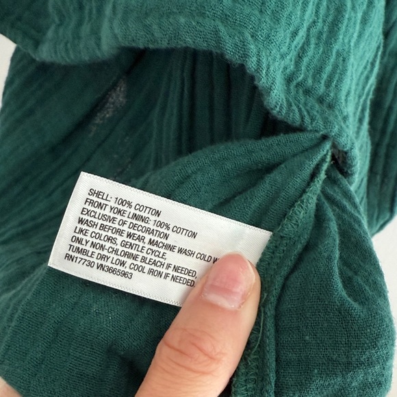 Cat & Jack Dark Green Dress with Floral Embroidery long sleeve - Picture 6 of 6